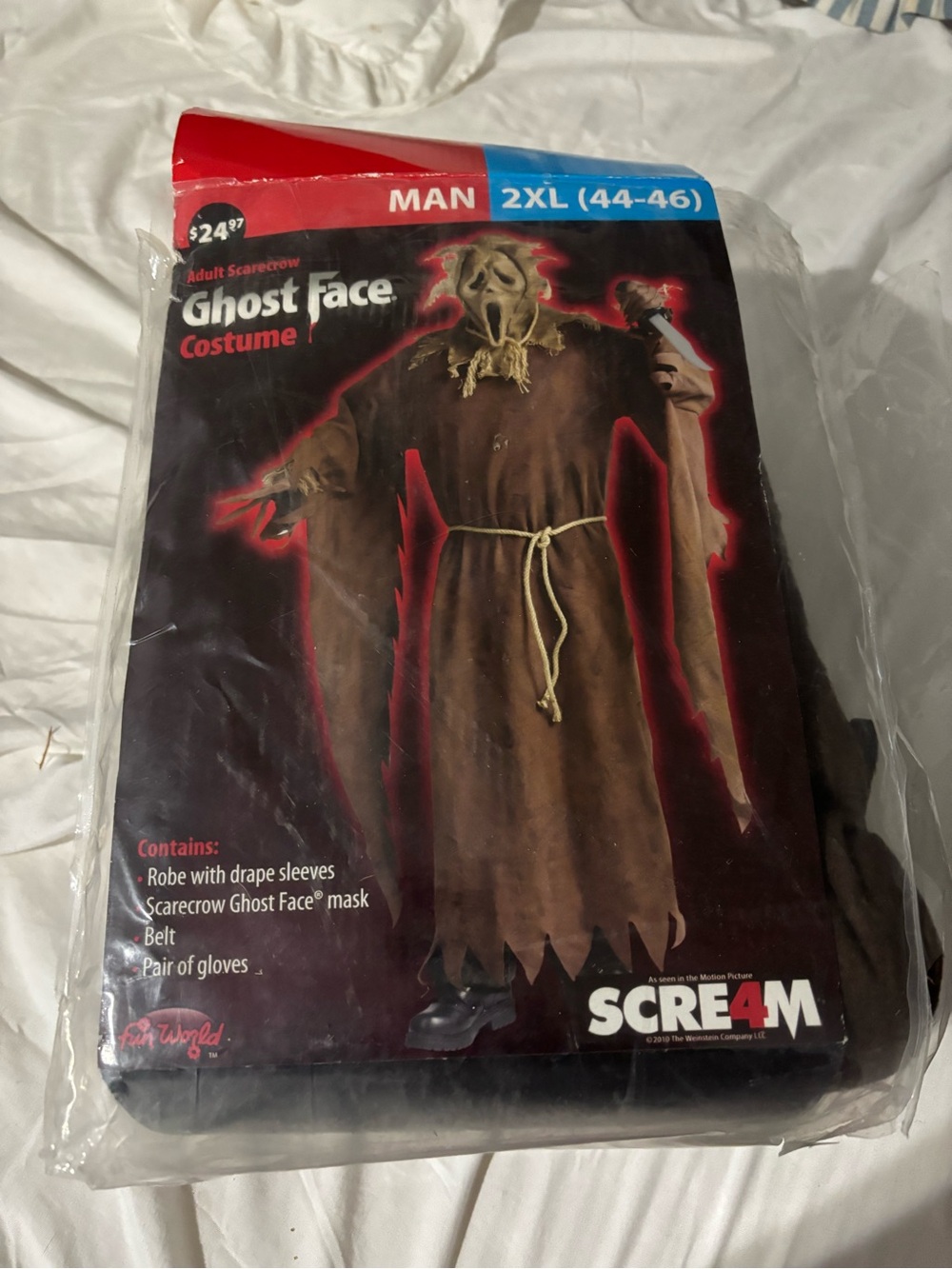 New Ghost Face Scream 4 Burlap Scarecrow Halloween Costume Men's 2XL XXL (44-46)